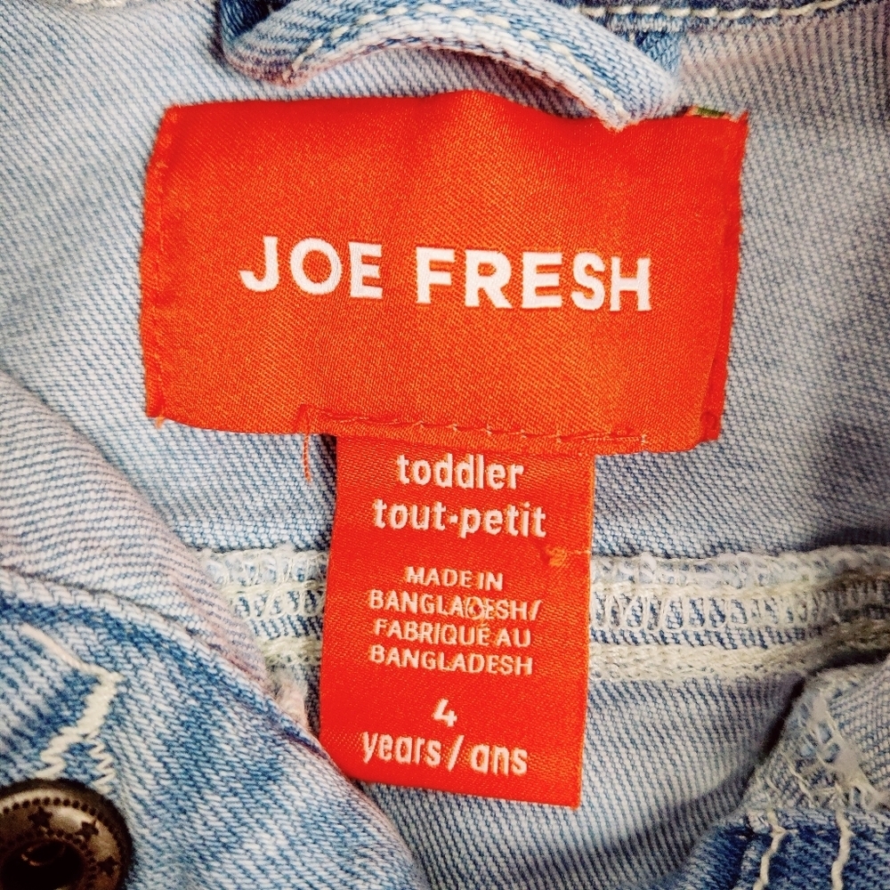 Joe Fresh Girl's Jean Jacket Size 4T Lace Heart Embroidered Denim Cotton Boho - Picture 3 of 5